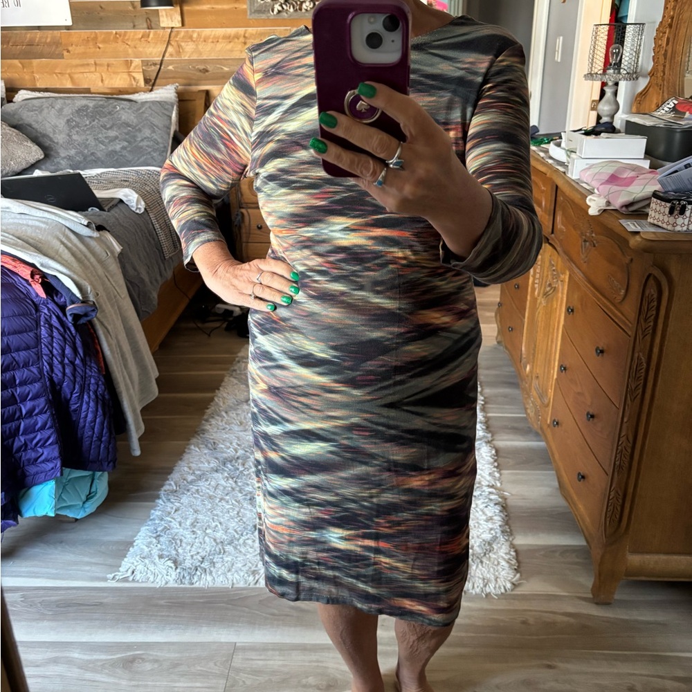 Karen Kane Multi-Color Patterned Long Sleeve Women's Bodycon Dress Size XL